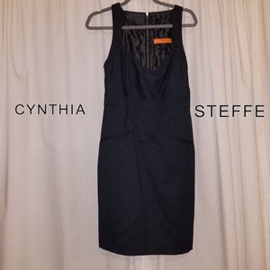 Cynthia Steffe Black Navy Pinstripe Sheath Dress
